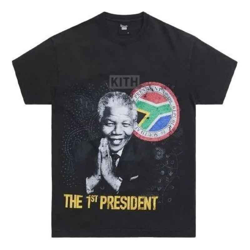 KITH for Mandela Day 2021 President Vintage Tee 'Black' KH030135-001 sold by KicksCrew