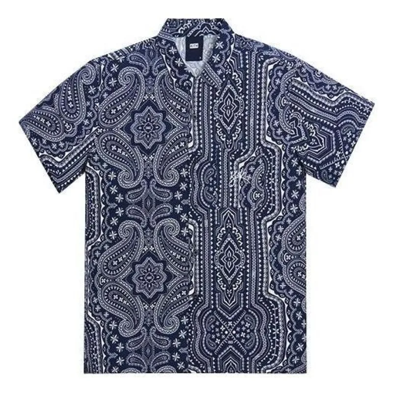 KITH Camp Collar Silk Cotton Shirt 'Black Multi' KH3754-102 sold by KicksCrew