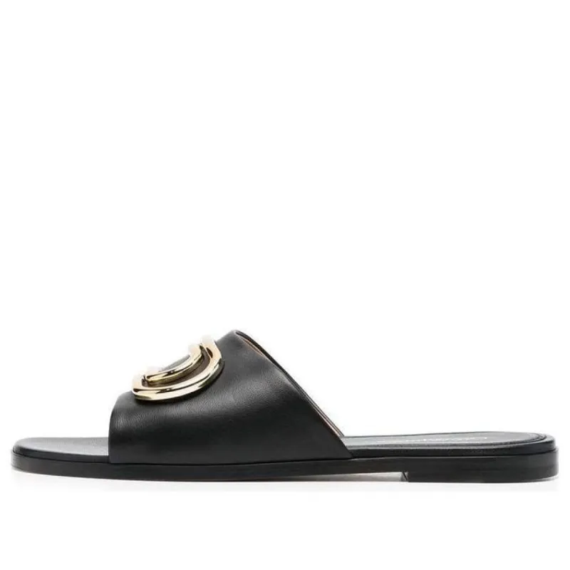 (WMNS) Off-White Paperclip Leather Sandals 'Black Gold' OWIC015S23LEA0031076 sold by KicksCrew