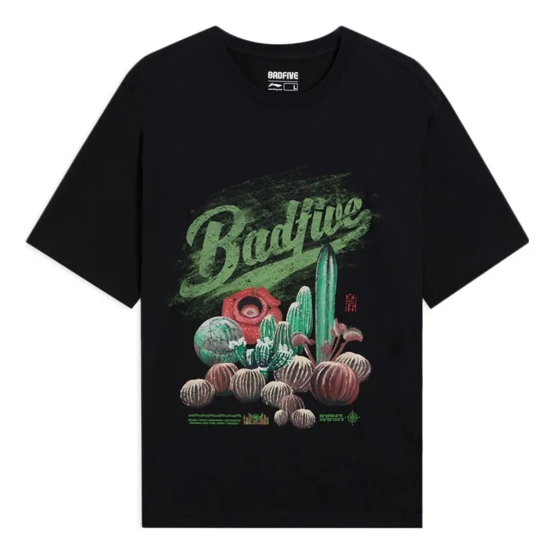Li-Ning BadFive Plants Graphic T-shirt 'Black' AHSS731-2 sold by KicksCrew