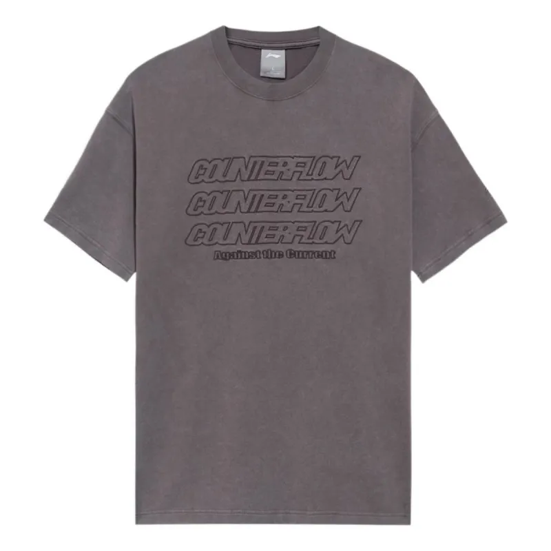 Li-Ning Counterflow Triple Logo T-shirt 'Dark Grey' AHSS563-5 sold by KicksCrew