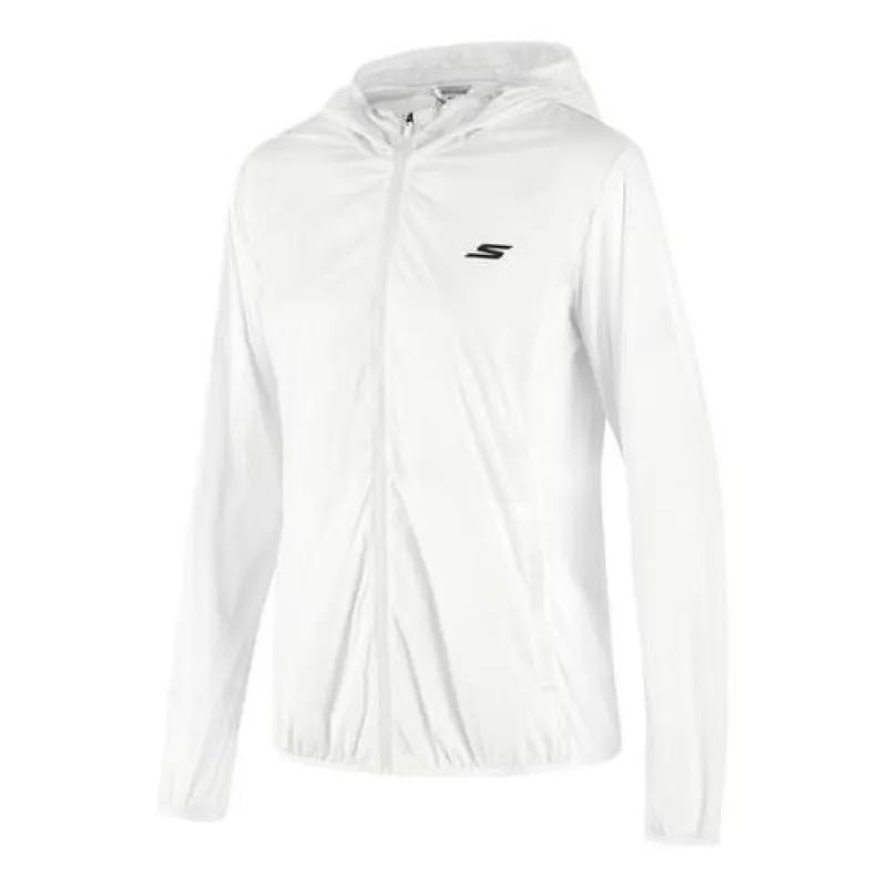 (WMNS) Skechers Logo Printed Woven Jacket 'White' P223W081-0019 sold by KicksCrew