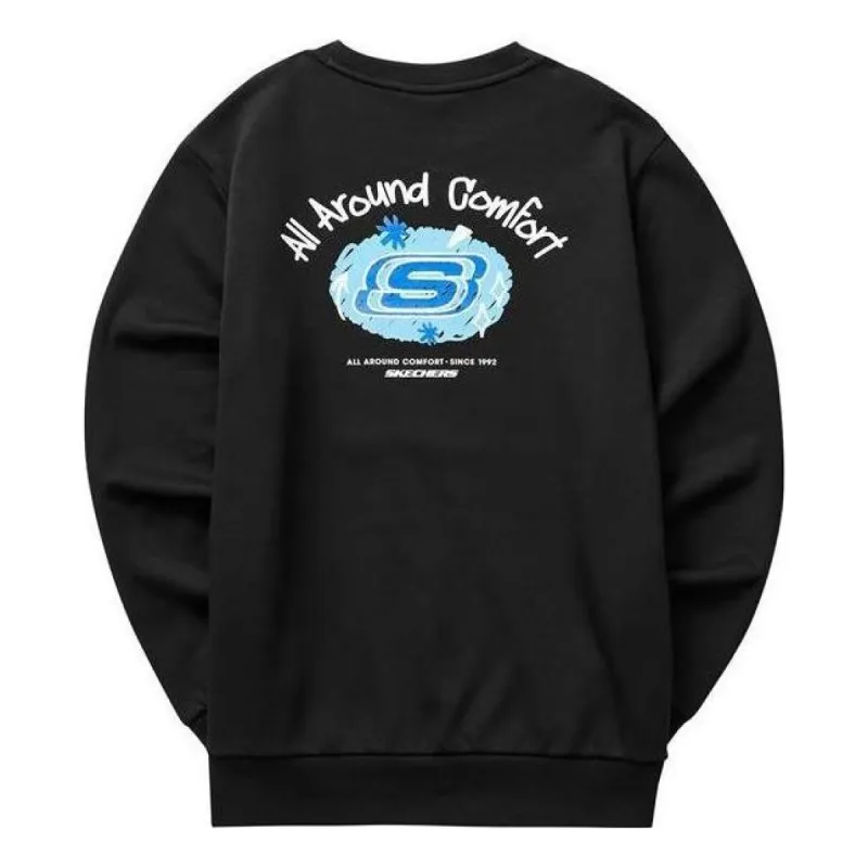 Skechers Logo Graphic Crew Sweater 'Black Blue White' L322U086-0018 sold by KicksCrew