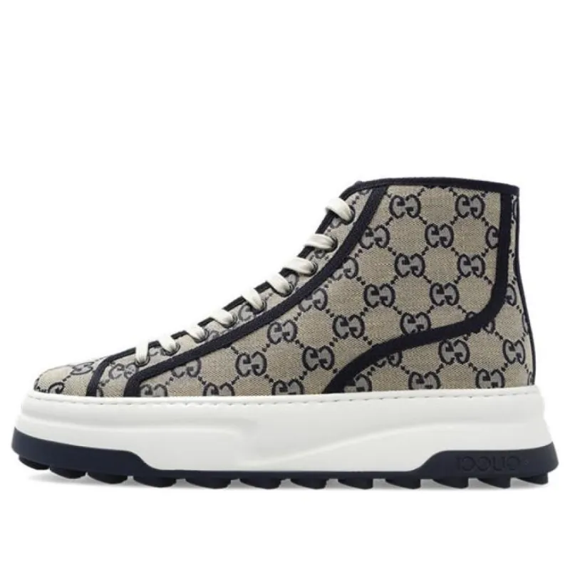 Gucci GG High Top Sneaker 'Beige Blue' 745999-FABZZ-4043 sold by KicksCrew