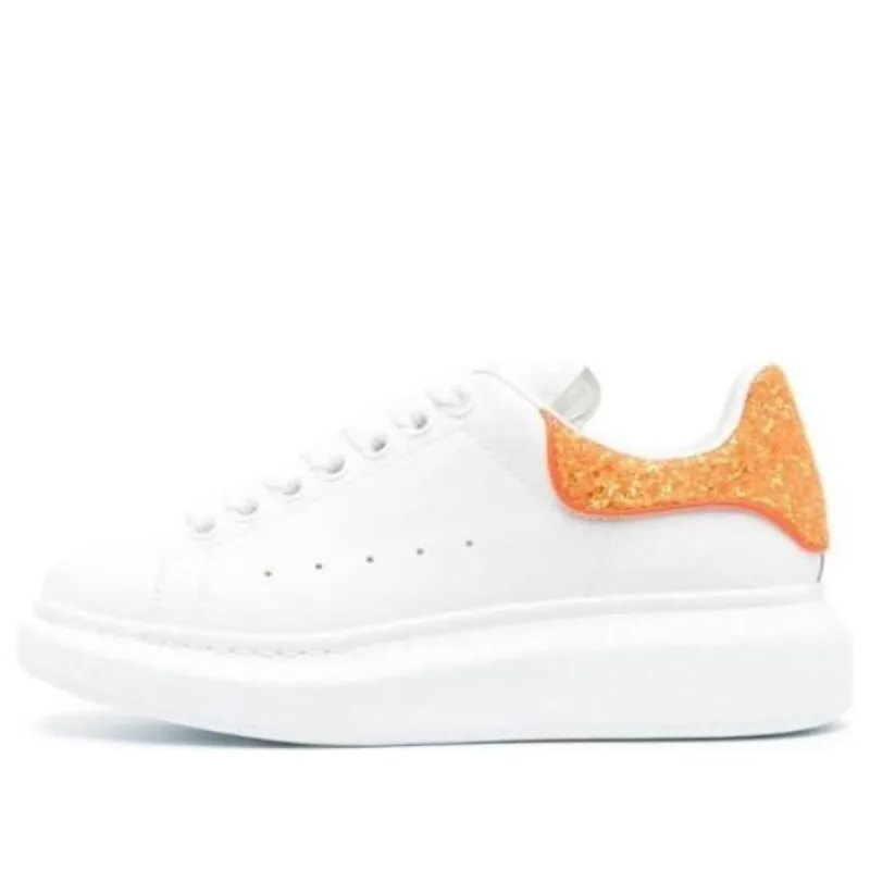 (WMNS) Alexander McQueen Oversized Sneaker 'White Orange Glitter' 718239WIDJD8825 sold by KicksCrew