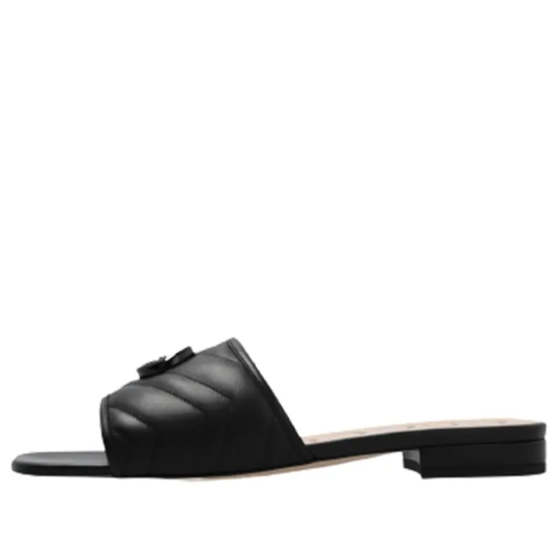 (WMNS) Gucci Marmont Double G Slides 'Black' 739128-BKO60-1000 sold by KicksCrew