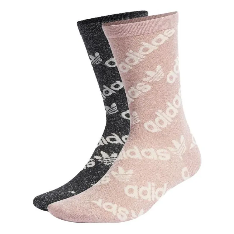 adidas originals Logo Crew Socks 2 Pairs 'Black Pink' HM2283 sold by KicksCrew