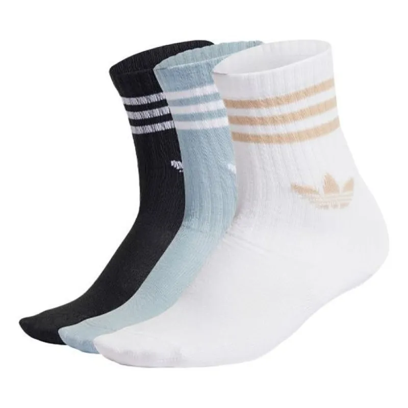 adidas originals Crew Socks 3 Pairs Logo 'White Black Blue' HL9337 sold by KicksCrew