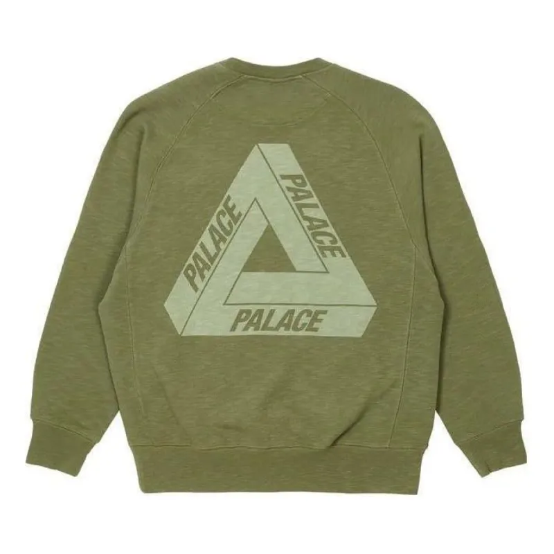 Palace Tri-Ferg Slub Crew 'Olive' P23CS143 sold by KicksCrew
