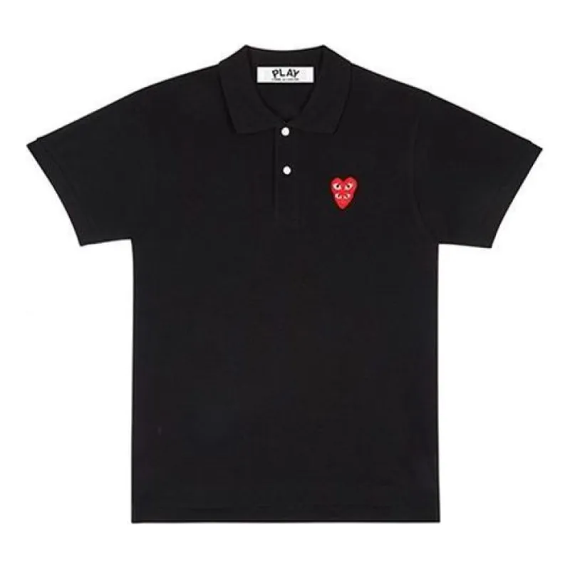 COMME des GARCONS PLAY Polo Red Family Heart 'Black' AZ-T290-051-1 sold by KicksCrew