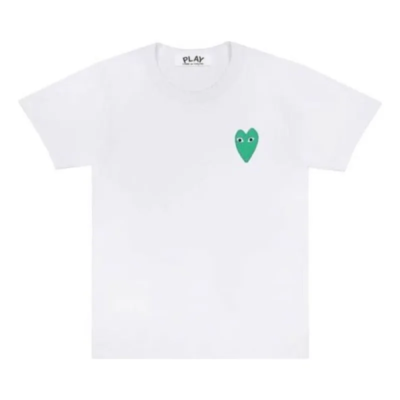 (WMNS) COMME des GARCONS PLAY Basic T-Shirt Green Heart 'White' AZ-T043-051 sold by KicksCrew