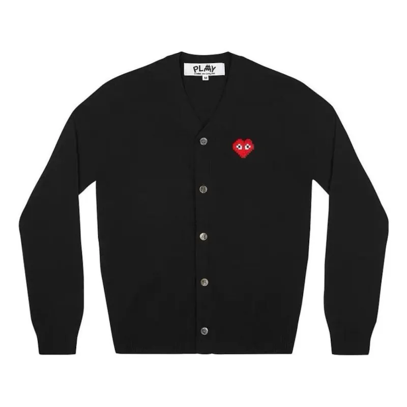 COMME des GARCONS PLAY Cardigan Invader Emblem 'Black' AZ-N084-051-1 sold by KicksCrew