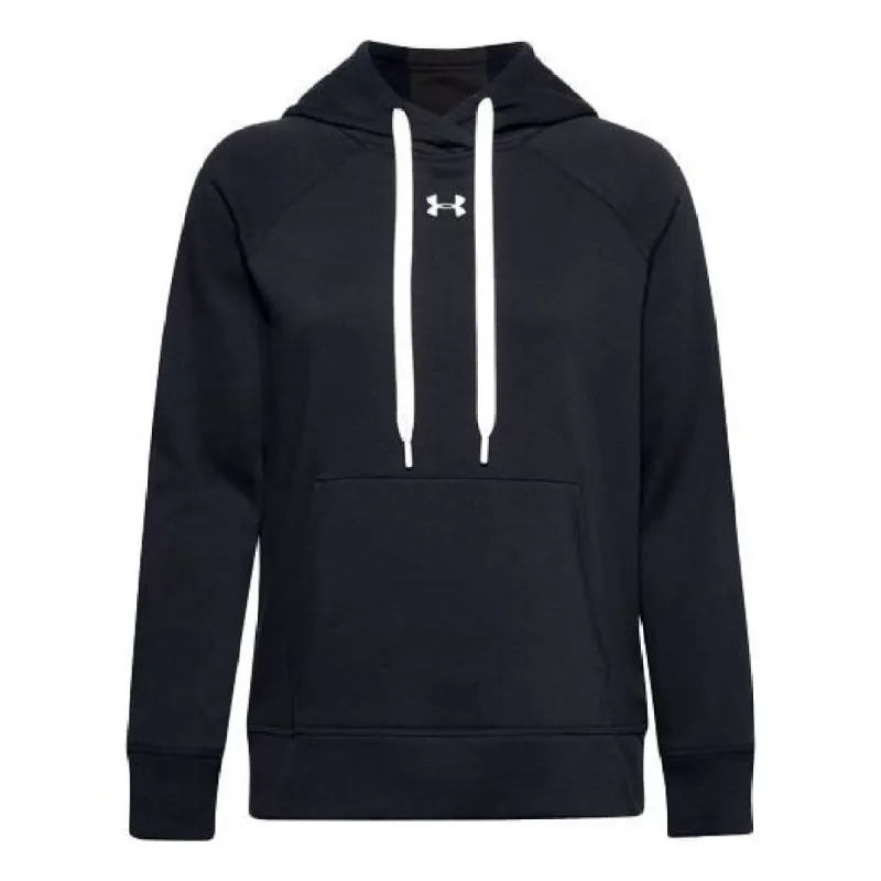 (WMNS) Under Armour Rival Fleece Hoodie 'Black White' 1356317-001 sold by KicksCrew