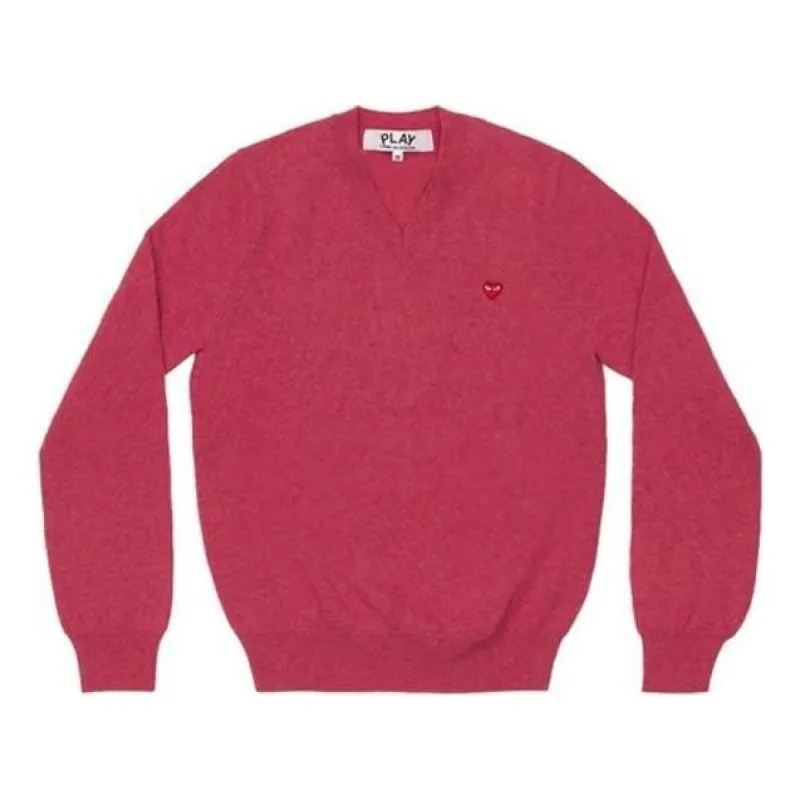 COMME des GARCONS PLAY V-Neck Pullover With Small Red Heart 'Pink' AZ-N078-051-4 sold by KicksCrew