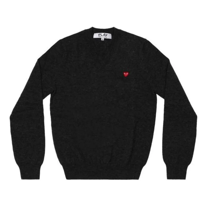 COMME des GARCONS PLAY V-Neck Pullover With Small Red Heart 'Black' AZ-N078-051-1 sold by KicksCrew