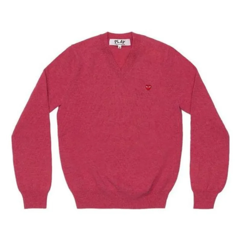 (WMNS) COMME des GARCONS PLAY V-Neck Pullover With Small Red Heart 'Pink' AZ-N077-051-4 sold by KicksCrew
