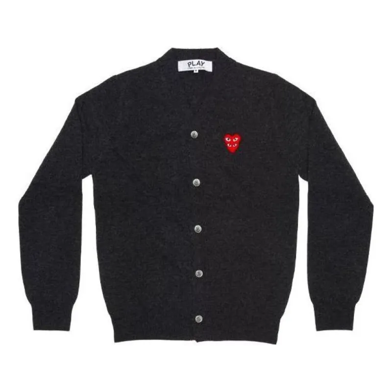 COMME des GARCONS PLAY Cardigan Red Emblem 'Grey' AZ-N076-051-2 sold by KicksCrew