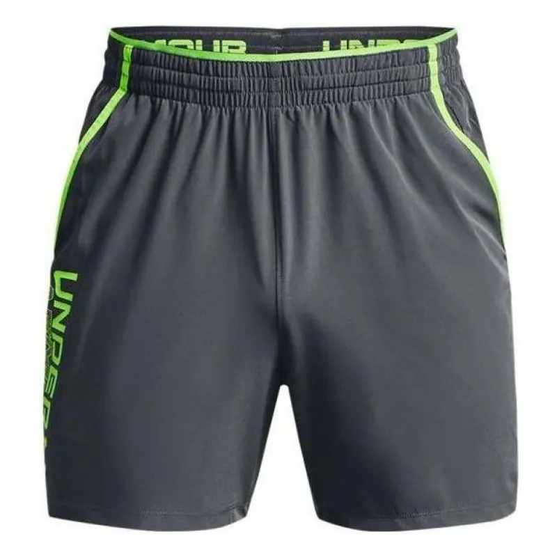 Under Armour Qualifier Wordmark Shorts 'Pitch Grey Lime' 1365210-012 sold by KicksCrew