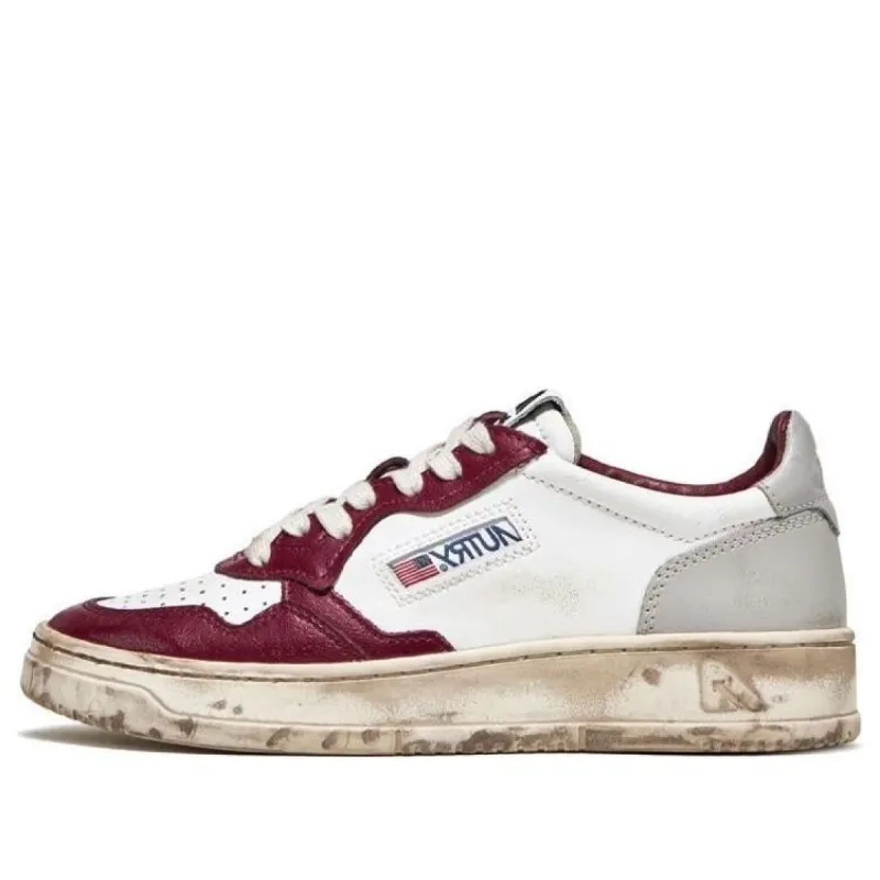 (WMNS) Autry Medalist Low Super Vintage Sneakers 'White Grey Burgundy' AVLW-SV13 sold by KicksCrew