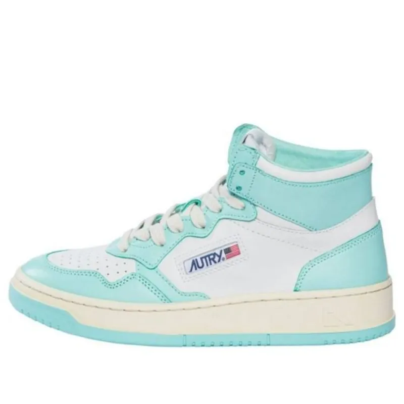 (WMNS) Autry Medalist Mid Leather Sneakers Two-Toned 'White Light Teal' AUMW-WB20 sold by KicksCrew