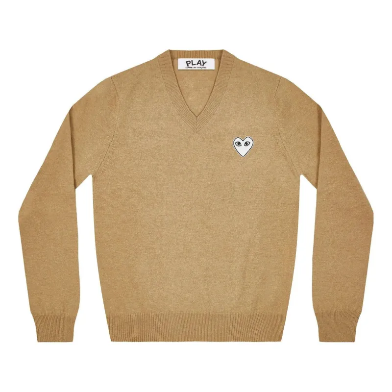(WMNS) COMME des GARCONS PLAY V-Neck Pullover White Emblem 'Camel' AZ-N063-051-2 sold by KicksCrew