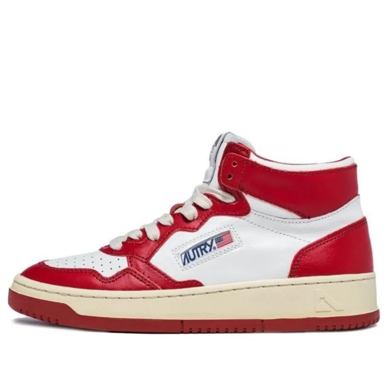 (WMNS) Autry Medalist Mid Leather Sneakers Two-Toned 'White Red' AUMW-WB02 sold by KicksCrew