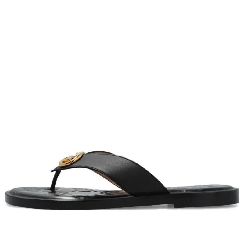 GUCCI Cut-Out Detailed Interlocking G Sandals 'Black' 723627