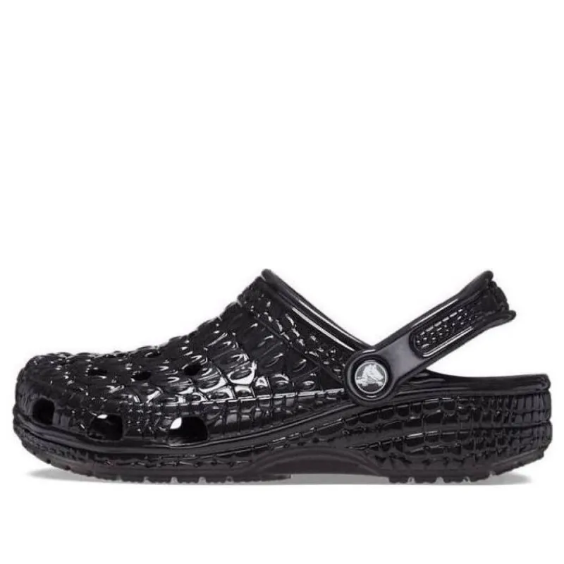 Crocs Classic Metallic Crocskin Clogs 'Black' 209093-040 sold by KicksCrew