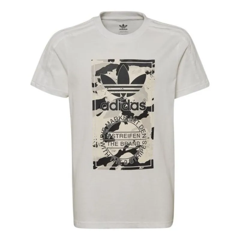 (GS) adidas originals Camo Graphic Tee 'White ' HK0279 sold by KicksCrew