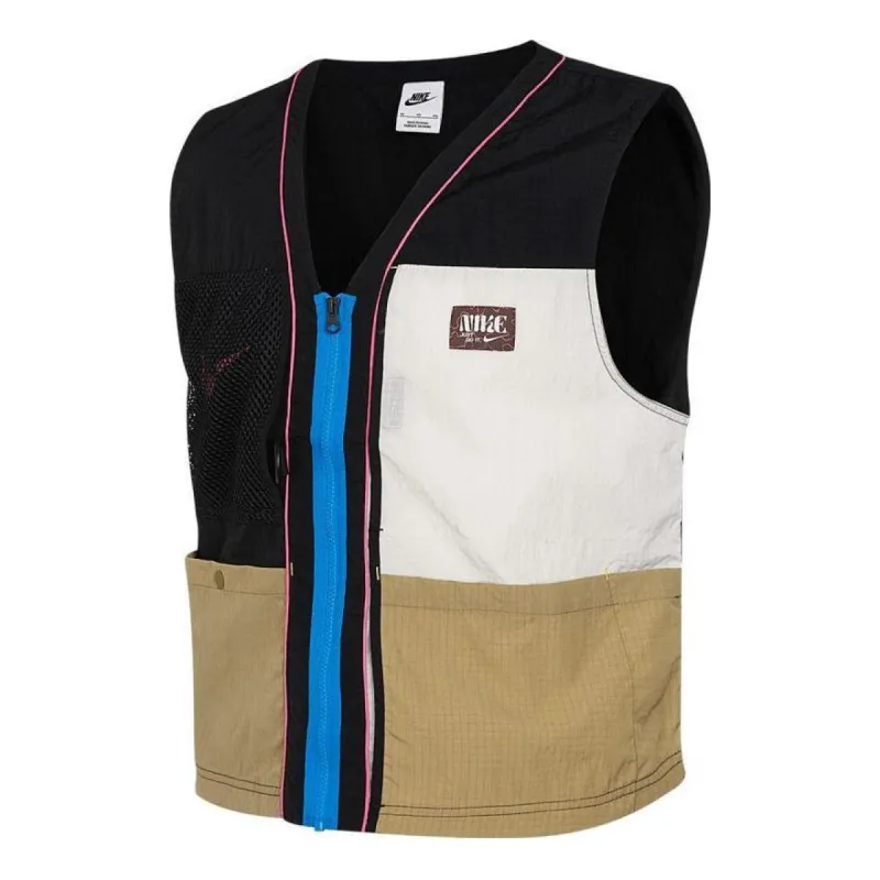 Nike Sports Casual Breathable All-match Stitching Stacked Mesh Vest 'Black White Brown' FJ7683-010 sold by KicksCrew