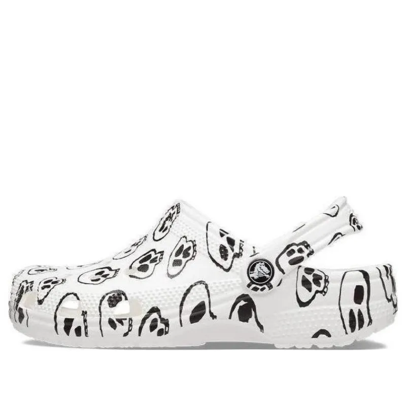 (WMNS) Crocs Classic Skull Print Clogs 'White Black' 208993-103 sold by KicksCrew