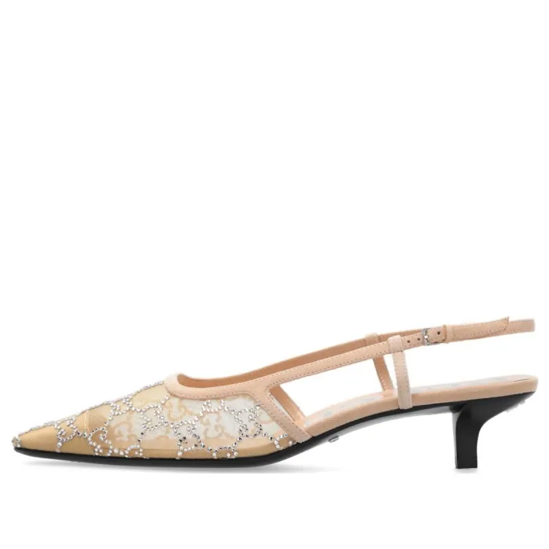 (WMNS) GUCCI GG slingback pump 'Rose Beige mesh GG crystals' 674668-F13A0-9960 sold by KicksCrew