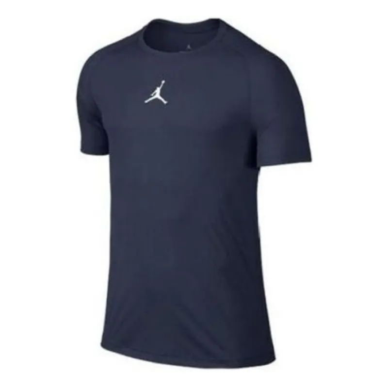 Air Jordan Logo Fitted Short-sleeve Training Shirt 'Navy Blue' 642404-411 sold by KicksCrew