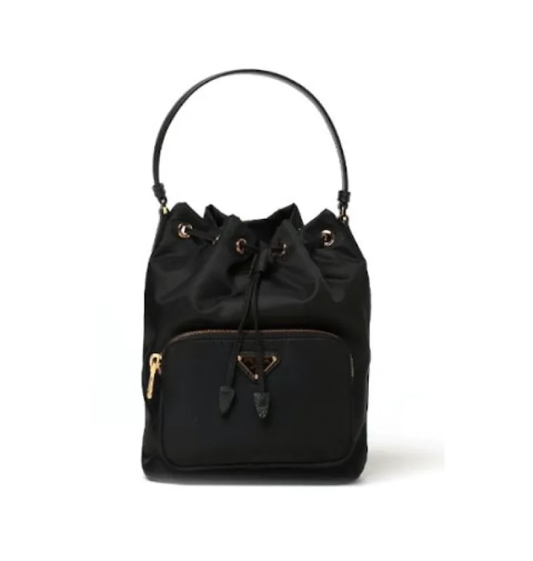 PRADA Duet Re-Nylon bucket bag 'Black Gold' 1BH038-RV44-F0002 sold by KicksCrew