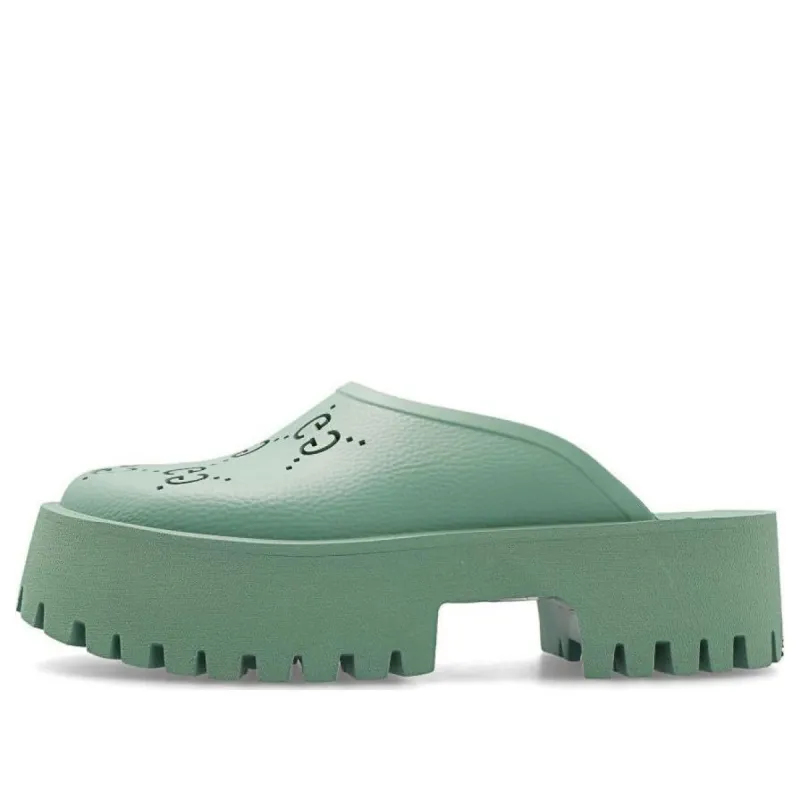 (WMNS) GUCCI Platform Perforated G Sandal 'Green' 663577-JFB00-3426 sold by KicksCrew