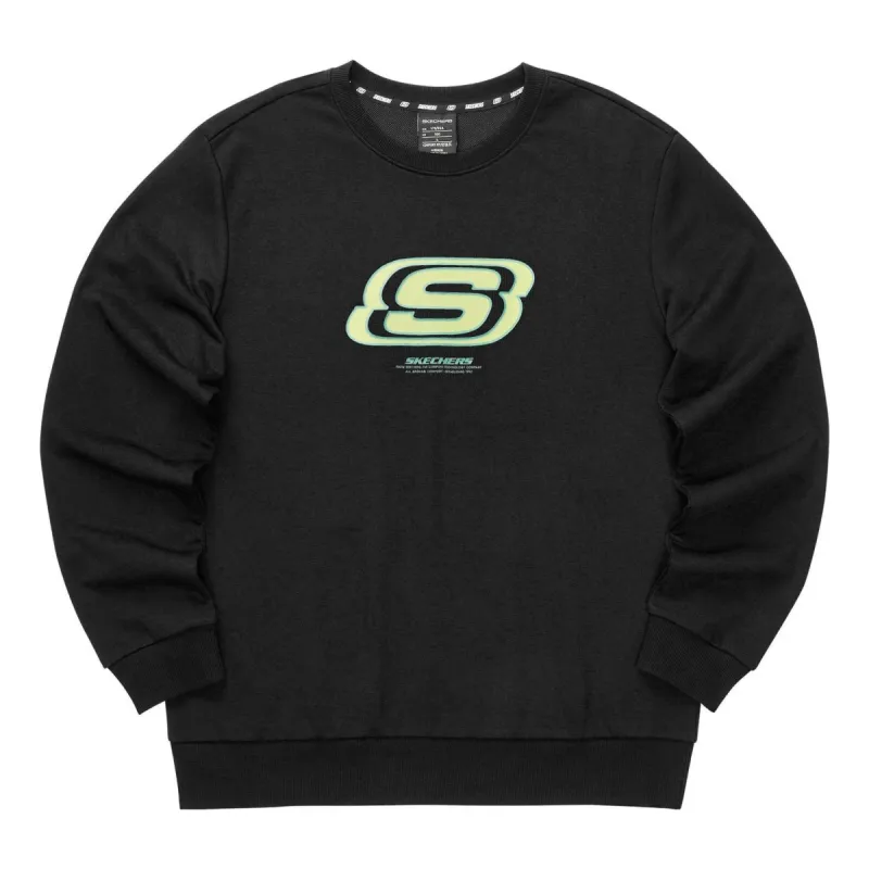 Skechers Colorful Casual Series Brand Crew Sweater 'Black Green' L322U083-0018 sold by KicksCrew