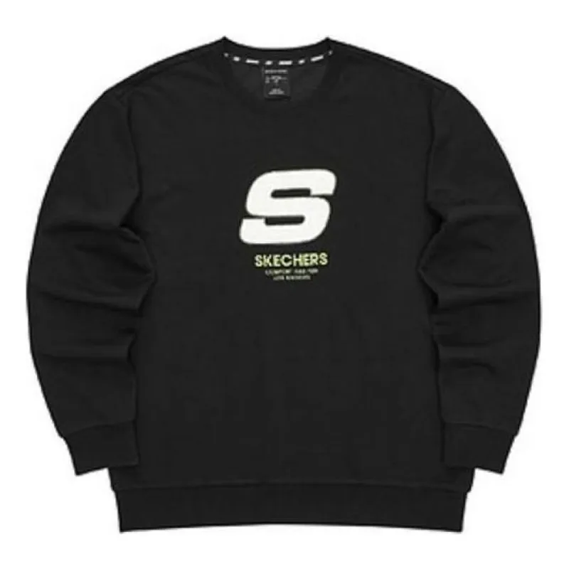 Skechers Sport Letter Crew Sweater 'Black White' L321U139-0018 sold by KicksCrew