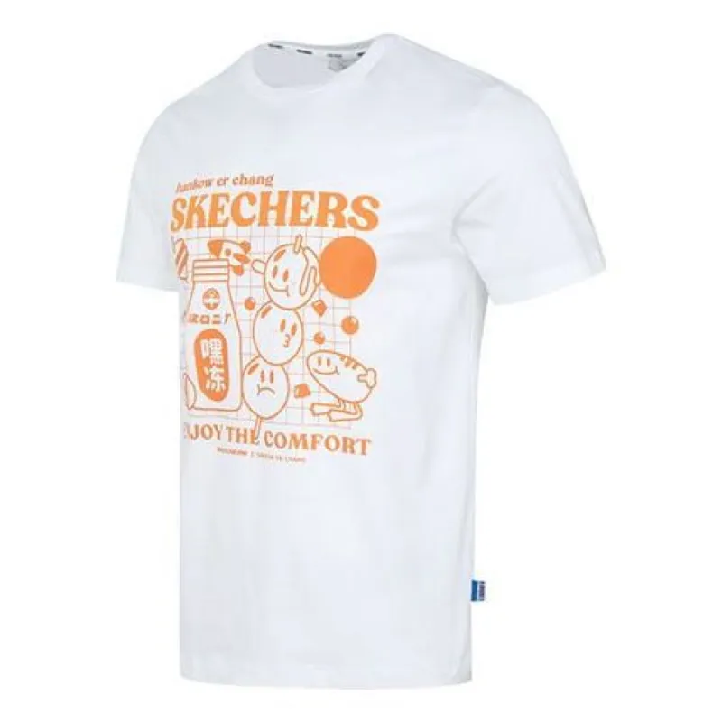 Skechers Graphic Tee 'White Orange' L223M019-0019 sold by KicksCrew