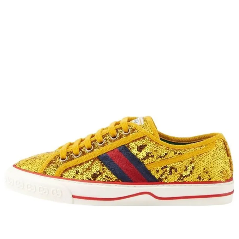 (WMNS) GUCCI Tennis 1977 'Gold Sequin Satin' 646438-2MO10-8060 sold by KicksCrew