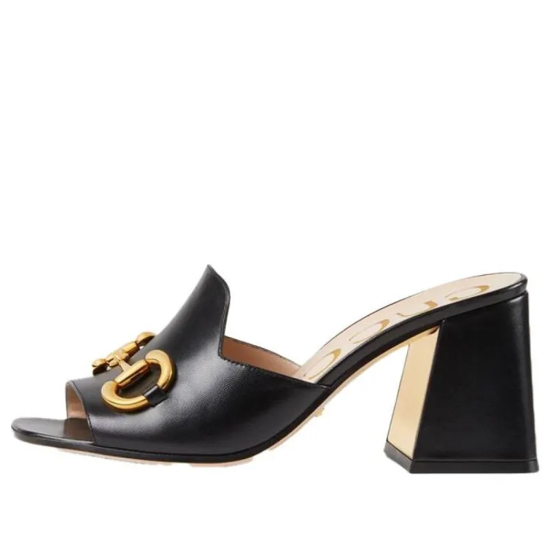 (WMNS) GUCCI slide sandal with Horsebit 'Black Leather' 655412-BKO00-1000 sold by KicksCrew