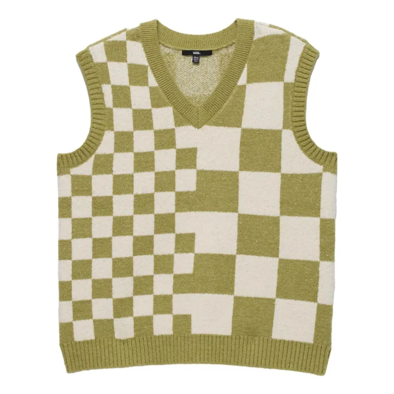 (WMNS) Vans Courtyard Checker Sweater Vest 'Green White' VN000F6WBD4 sold by KicksCrew