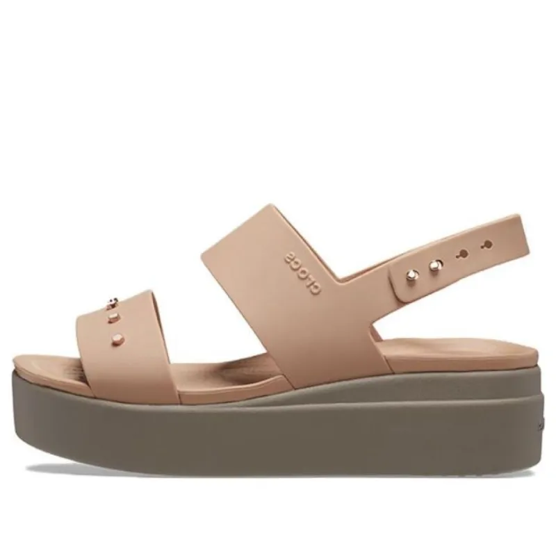 (WMNS) Crocs Brooklyn Studded Low Wedge 'Cork Mushroom' 209254-2DH sold by KicksCrew