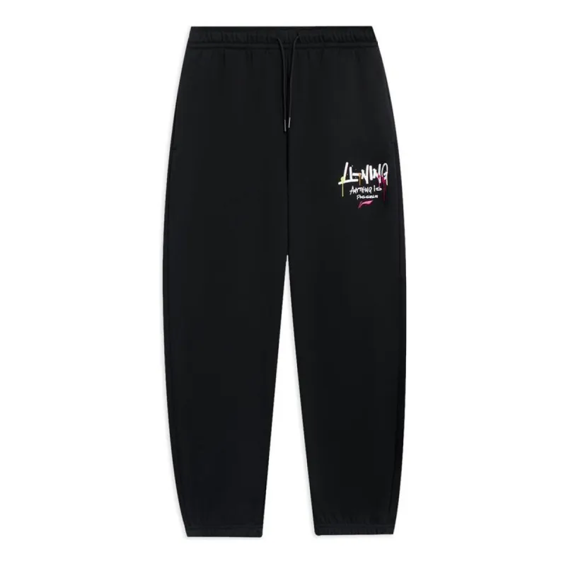 Li-Ning Anything Is Possible Graphic Sweatpants 'Black' AKLSG67-4 sold by KicksCrew