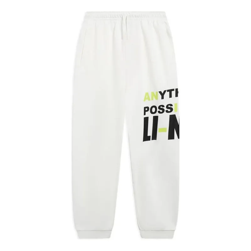 Li-Ning Anything Is Possible Graphic Joggers Sweatpants 'White' AKLSD63-1 sold by KicksCrew