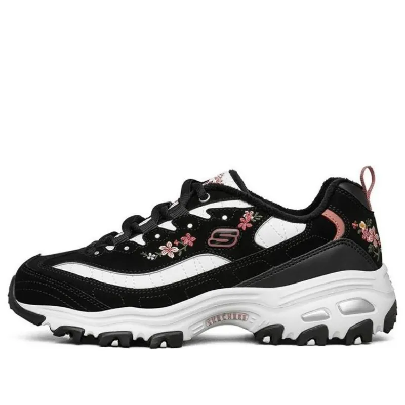 (WMNS) Skechers D'lites 1.0 'Black Floral' 66666325-BLK sold by KicksCrew