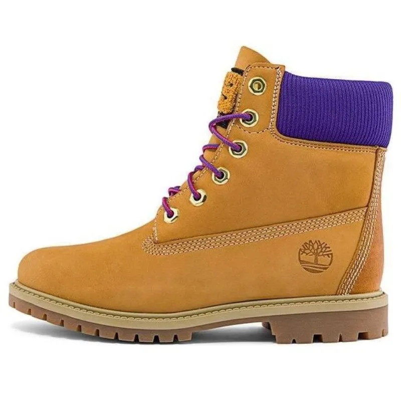 (WMNS) Timberland 6 Inch Heritage Cupsole Wide Fit Boots 'Wheat Nubuck with Purple' A44KPW sold by KicksCrew