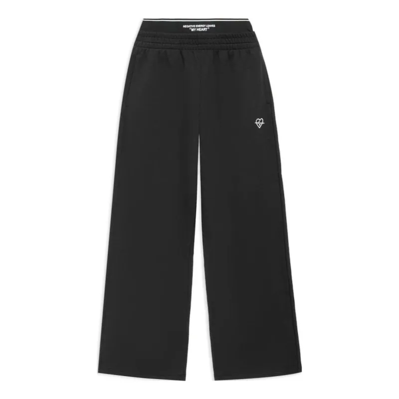 Li-Ning Heart Graphic Loose Fit Straight Sweatpants 'Black' AKLS978-3 sold by KicksCrew