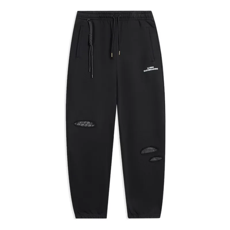 Li-Ning Skateboarding Graphic Sweatpants 'Black' AKLS867-2 sold by KicksCrew