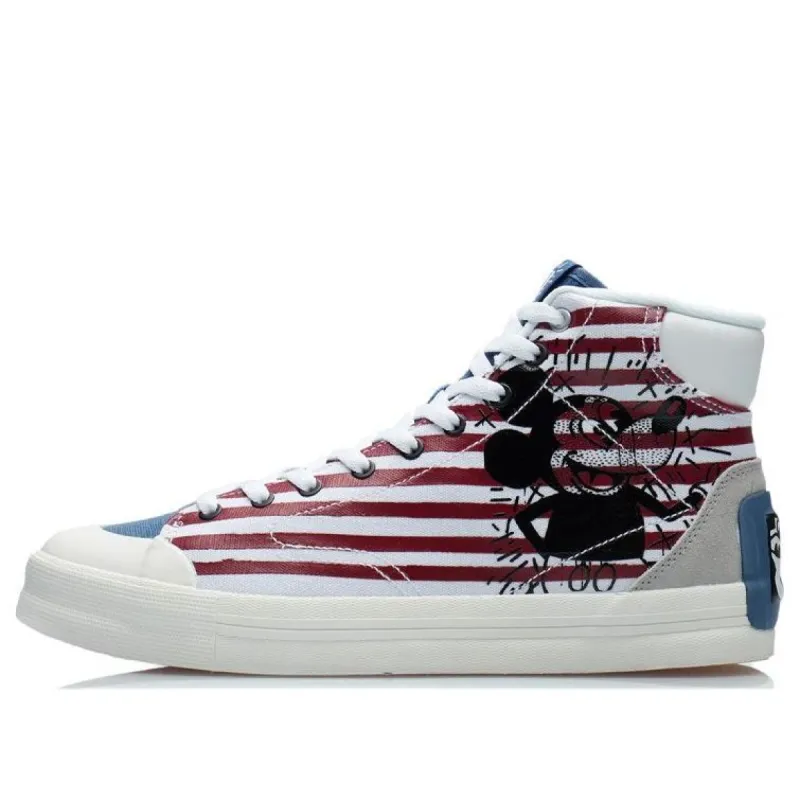 Li-Ning x Keith Haring x Disney Mickey Mouse Skate Shoes 'White Red Blue' AECR061-1 sold by KicksCrew