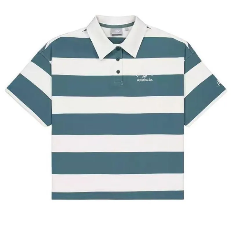 (WMNS) New Balance Striped Polo Shirt 'Green' NFE22412-GRN sold by KicksCrew